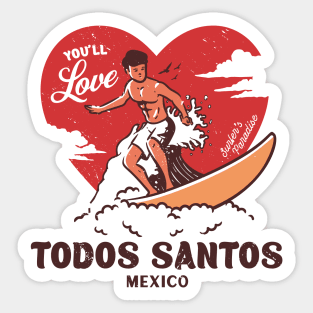 Vintage Surfing You'll Love Todos Santos, Mexico // Retro Surfer's Paradise Sticker